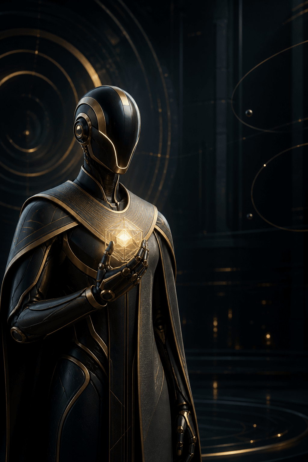 Futuristic digital security guardian